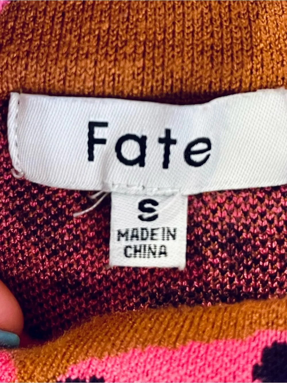 Fate: Dance Around It Camel Brown Mixed Print Sweater